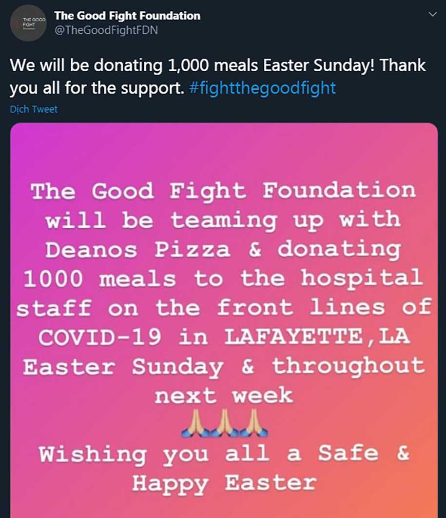 Dustin Poirier ủng hộ 1000 suất ăn cho các nhân viên chống dịch tại Mỹ